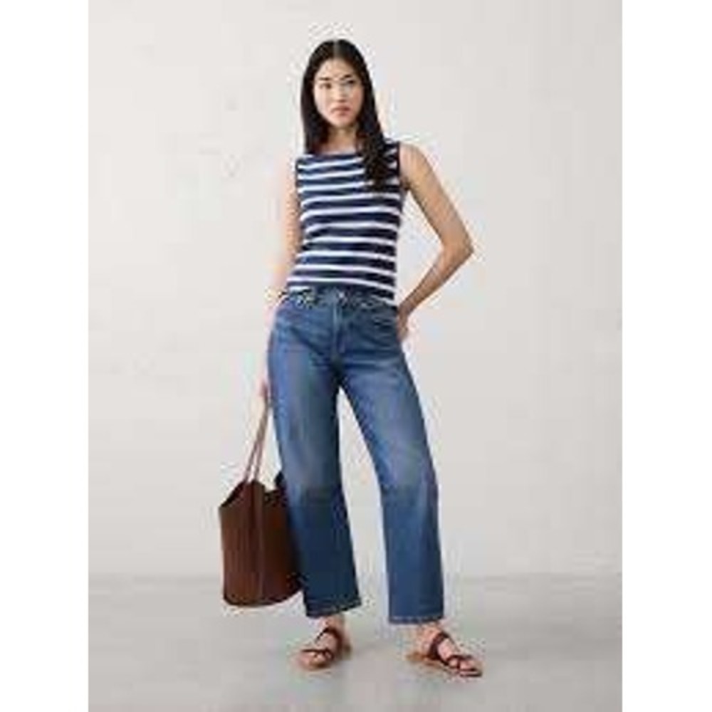 Banana Republic Cotton Boatneck Sweater Tank Navy White Stripe 1174844-04-1 L